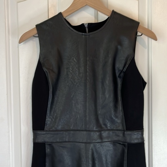 Spanx | Leather-Like Mixed Media Combo Fitted Dress Classic Black Small - Picture 7 of 13